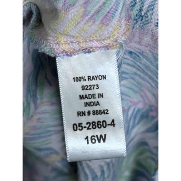 Woman Within Floral Maxi Dress Blue Green White Women's Cruise Beach Pool 16 16w - Picture 5 of 9